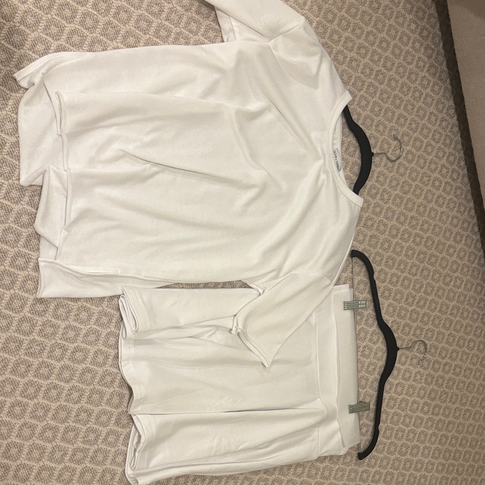 White terry Short Sleeve Top and Skirt Set
